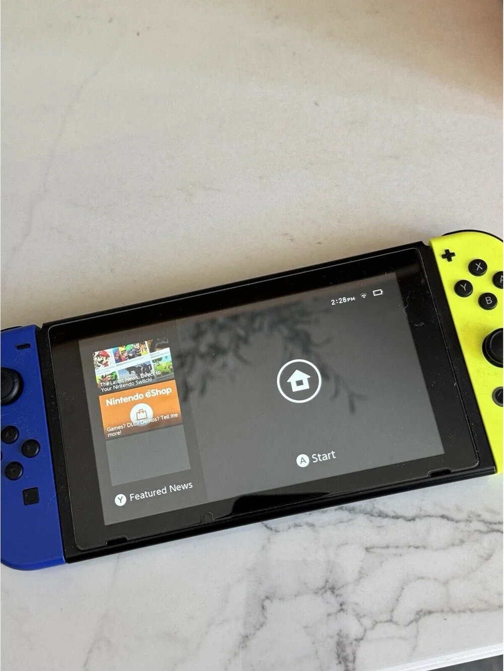 Nintendo Switch Handheld Console Blue/Neon Yellow W/ Accessories Great condition